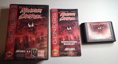Maximum Carnage CIB Complete w/manual  Cartridge! RARE Sega Genesis
