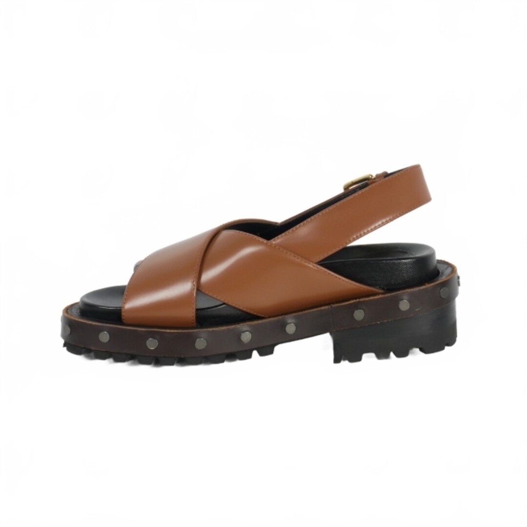 Marni Fussbett Cross Strap Leather Sandals 35 Brown Used Marni Fussbett Cross Strap Leather Sandals 35 Brown Used