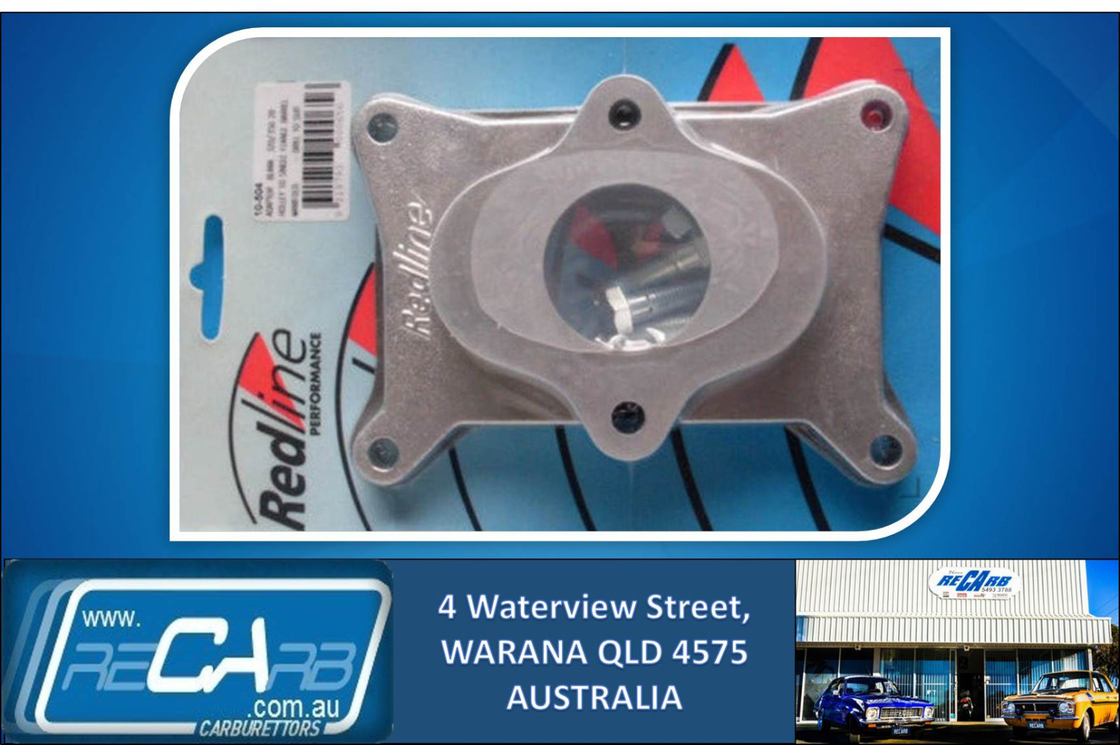 Universal Carburettor adapter plate 1 Barrel to 2BRL Holley Redline