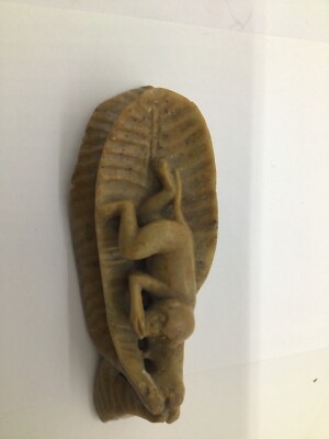 Soap Stone Monkey on a Leaf Incense Holder