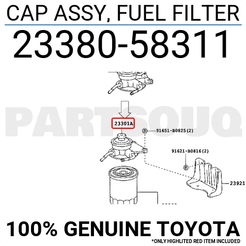 2338058311 Genuine Toyota CAP ASSY, FUEL FILTER 23380-58311 | eBay