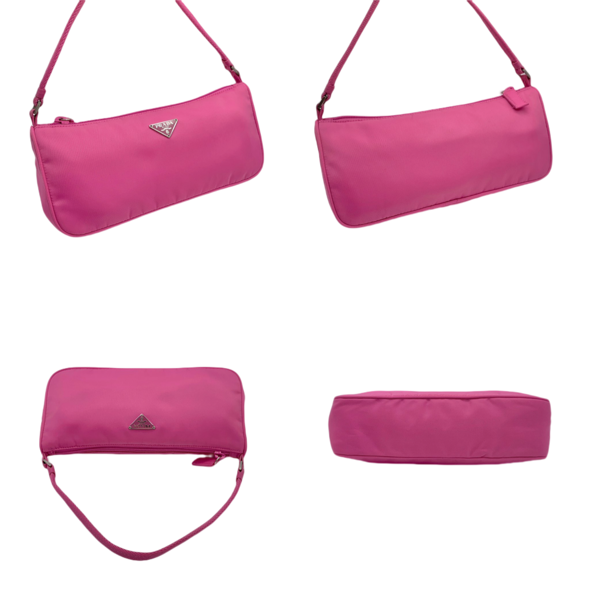 Auth PRADA Triangle Logo Nylon Accessory Pouch Pink Vintage Auth PRADA Triangle Logo Nylon Accessory Pouch Pink Vintage