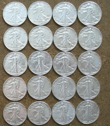 ORIGINAL ROLL 1942-D WALKING LIBERTY SILVER  HALVES.. CH/GEM BU