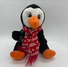 Coca-Cola Bean Bag Plush Penguin in Coca-Cola Snowflake scarf, 1998
