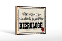 Holzschild Spruch 18X12Cm Bier Hier Wohnt Bierologe Holz Deko Schild