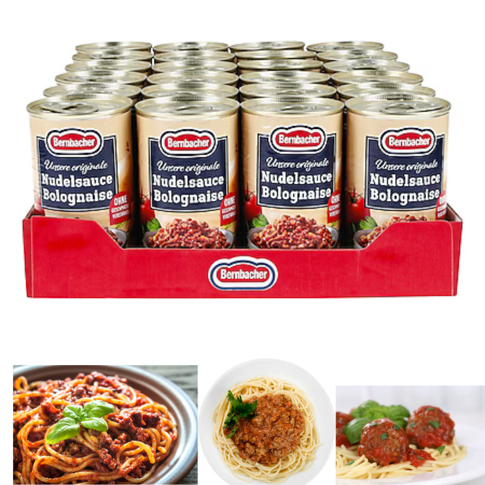 Salsa de pasta Bernbacher Bolognaise 170 ml - Pack de 24, abundante para Geric rápido