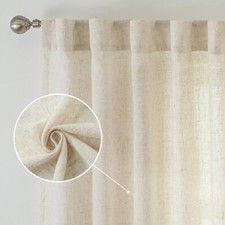 Semi Sheer Linen Curtains Natural Farmhouse Flax Boho Rustic Window Drapes 2 Pcs