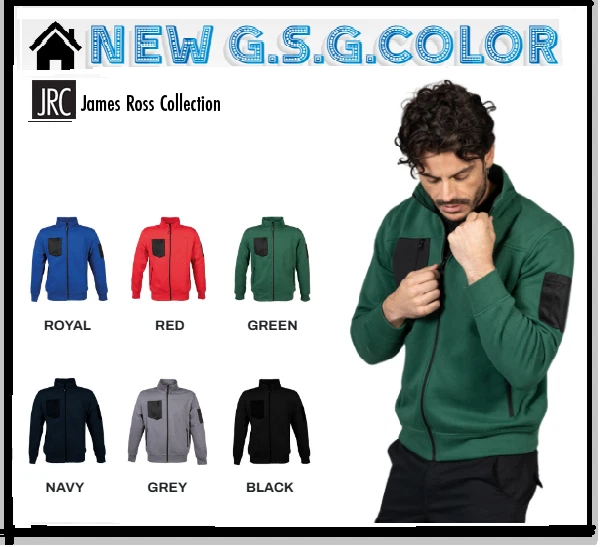 JRC Felpa uomo Giacarta Man Collo a lupetto Cerniere Zip lunga