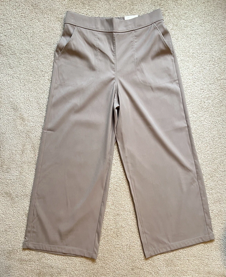 Pantalones de viaje Max Studio elásticos pierna ancha tiro medio cintura elástica XL marrón tostado Foto 2 de 4