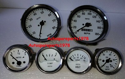 Smiths Style Gauge Kit – 100mm Black Bezel – Electric Temp, Oil, Fuel, Volt, Speedo, Tacho