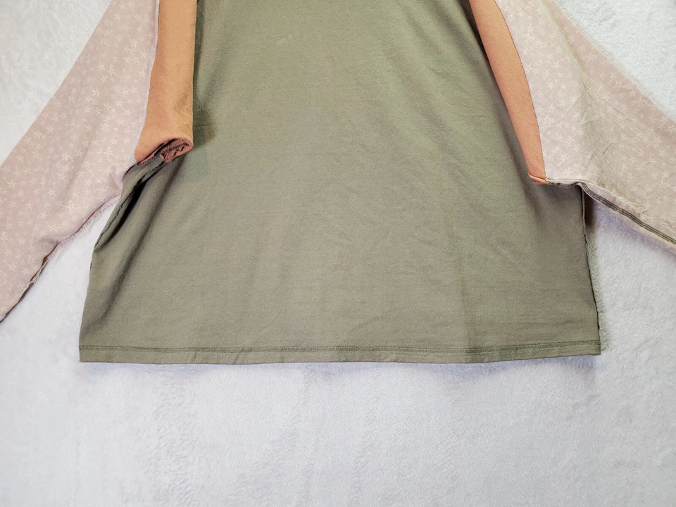 Camisa Top Caballete Mujer Mediana Verde Naranja Rosa Algodón Manga Larga Cuello Redondo Foto 3 de 4