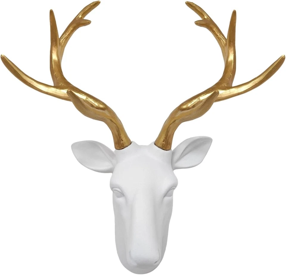 Chic Faux Deer Head Decor with Gold Antlers - Ideal Housewarming Gift - Image 4 of 4