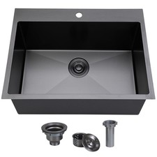 25x18 Inch Black Drop In Kitchen Sink, 25 Inch Gunmetal Black Bar RV Laundry ...