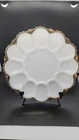 Vintage White Milk Glass Egg Plate With Gold Border