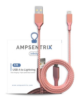USB Typ A auf Lightning Kabel 1,8m Pink Non-MFI Ampsentrix