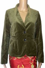 Women's J. CREW Ecole Olive Green Velvet Blazer Shawl Collar Jacket Sz 6