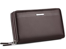 Long Wallet for Men with 12 Card Slots, Waterproof Leather Zipper Wallets for Me