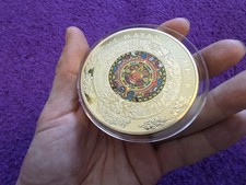 Maya Kalender gro&szlig;e MDM Cu-Medaille vergoldet 70 mm 120g polierte Platte (DN005)