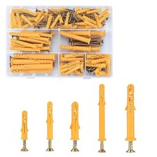 90pcs Wall Plugs and Screws Set, 5 Different Sizes of M8/M6 Plastic Wall Plugs