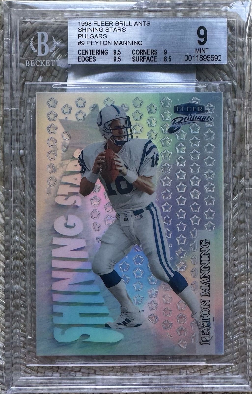 1998 FLEER BRILLIANTS SHINING STARS PULSARS PEYTON MANNING RC BGS 9 LOW POP