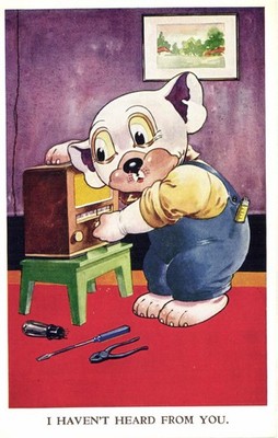 PC BONZO DOG MECHANIC OLD TYPE RADIO HUMOR VINTAGE POSTCARD (b69727)