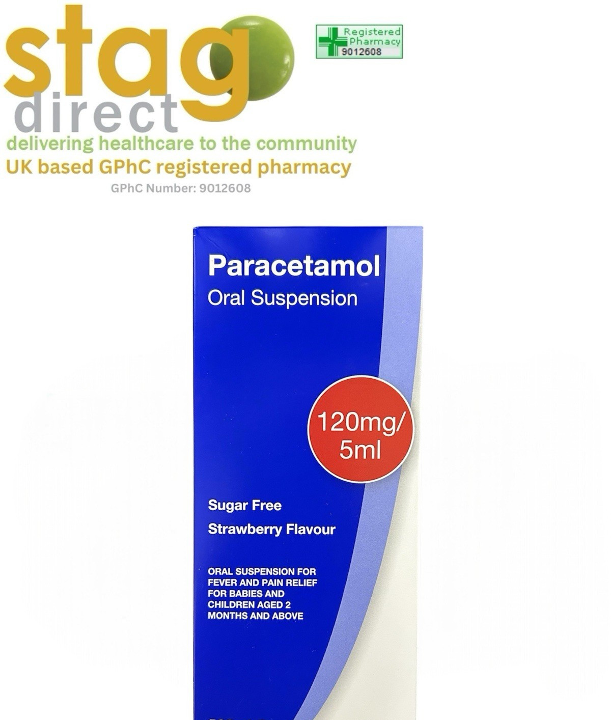 Paracetamol 120mg/5ml Oral Suspension 2 Months+ Sugar Free - 600ml - Extra Large
