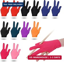 12Pcs Three Fingers Billiard Gloves, Elastic Cue Sports Pool Gloves, Non-Slip Br