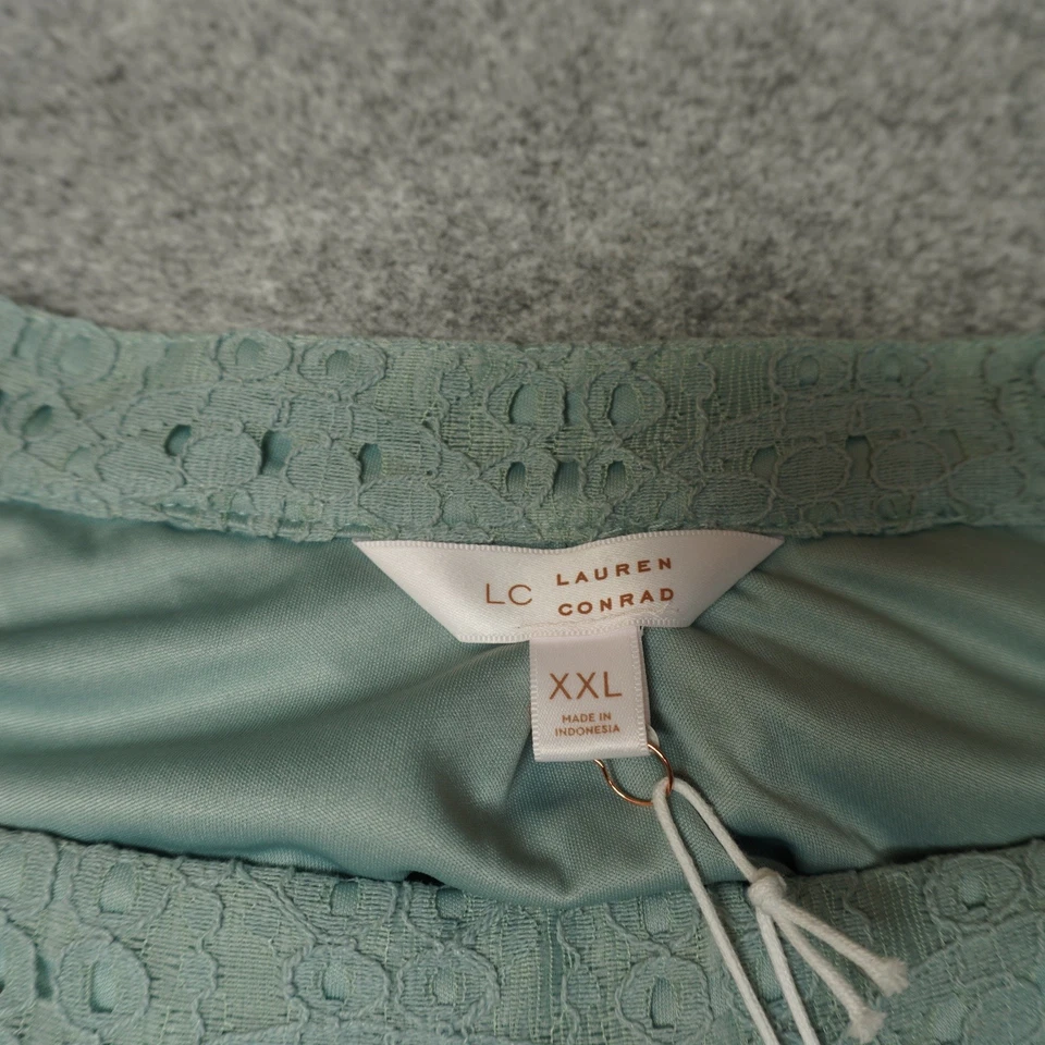 Nuevo top campesino cuello cuadrado XXL azul algodón LC Lauren Conrad para mujer Foto 4 de 4