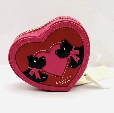 Radley Heart Scottie Love Zip Leather Purse Valentine Coin Wallet   NWT
