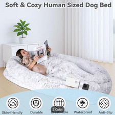 Washable Faux Fur Dog Bed, Removable Washable Faux Fur Cover  Portable Handle