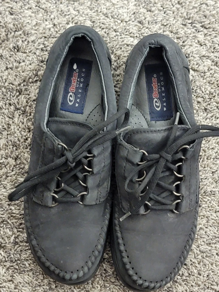 Zapatos para mujer Dexter USA Walk Mocs talla 7,5 M cuero con cordones negros Foto 4 de 4