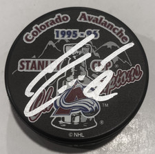ADAM FOOTE SIGNED COLORADO AVALANCHE 1996 STANLEY CUP HOCKEY PUCK W/ CASE COA