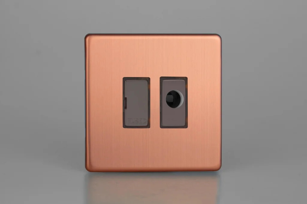 Fused Spur Copper + Flex Outlet Urban Screwless Brushed Iridium Insert Varilight