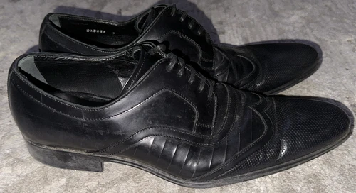 VERSACE AUTENTICHE scarpe eleganti Dolce & Gabbana in pelle nera US da uomo taglia 7 CA5034
