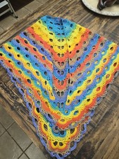 Vintage HAND CROCHETED Wrap/shawl Open Weave Boho/hippy Groovy