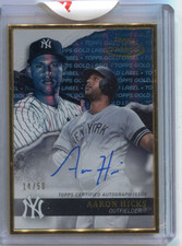 2020 Topps Gold Label - AARON HICKS - Autograph Blue Label - YANKEES #d/50