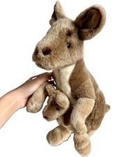 EUC RARE Fiesta Kangaroo Plush Mama Baby Joey 14" Super Soft Stuffed Animal