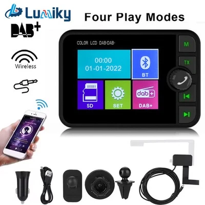 2.4" In-Car DAB/DAB+ Digital Radio Adapter LCD FM BT Transmitter Magnetic USB UK