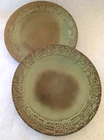 Frankoma Vintage Mayan Aztec Dinner Luncheon Plates Rare Early Unmarked Green