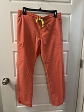 Figs Limited Edition Hot Coral Yola Skinny Scrub Pants Size Medium
