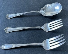 Lot Of 3 Vintage National Silver Co. Flatware Serving Spoon Fork Utensils