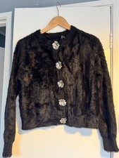 Zara Strickjacke Schwarz Silber Knöpfe S
