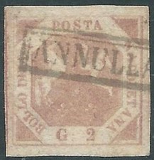 1858 NAPOLI USATO STEMMA DELLE DUE SICILIE 2 GR III TAVOLA - US35.7