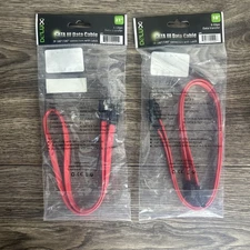 Two 6x SATA Cable III 6Gbps Straight HDD SDD Cable with Locking Latch 21 in Red