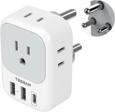South Africa Power Adapter, Type M Plug Adaptor with 4 American Outlets