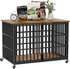 48 Inch Dog Crate Furniture Heavy Duty Wooden Kennel Black