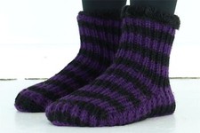 Calze In Lana Fatte A Mano Con Fodera In Sherpa Calde E Morbide Viola E Nere