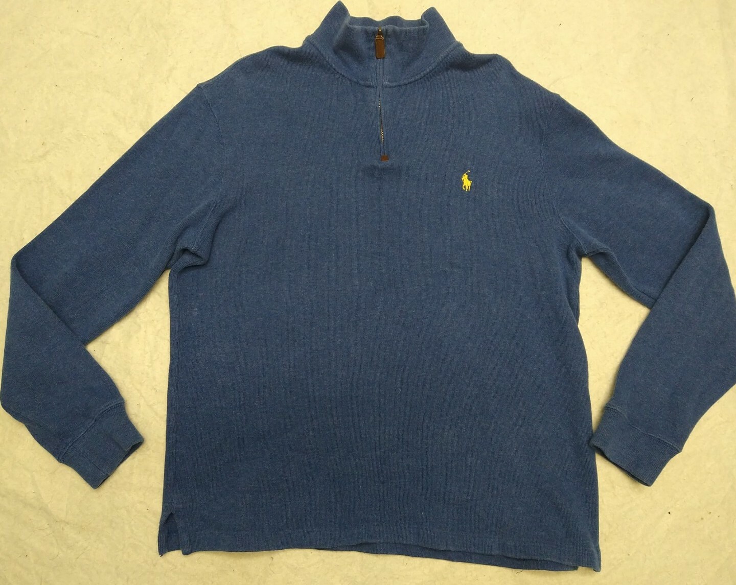 Polo Ralph Lauren Half Zip solid blue Sweater Men… - image 1