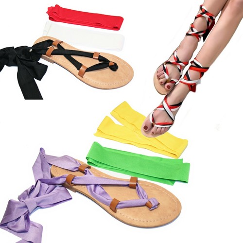 SCARPE DONNA Sandali Alla Schiava Bassi Infradito Nastro Foulard D90 | eBay