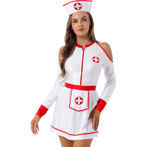 Mujeres Travieso Enfermera Cosplay Conjunto Halloween Sexy Enfermera Uniforme Disfraz Conjunto - Imagen 74 de 79